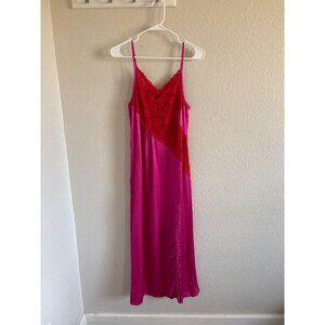Topshop Valentines Day Pink and Red Lace and Satin Tank Top Dress Womens Size 6